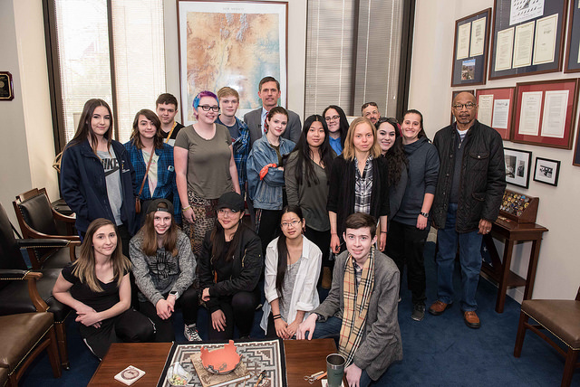 U.S. Senator Martin Heinrich meets with students from Aztec and Santa Fe High Schools in advance of the March for Our Lives, March 23, 2018.