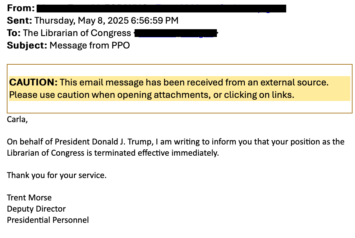 Dr. Hayden Firing Email